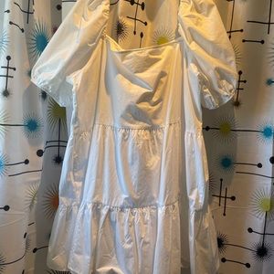 White Off Shoulder Peasant Style Dress